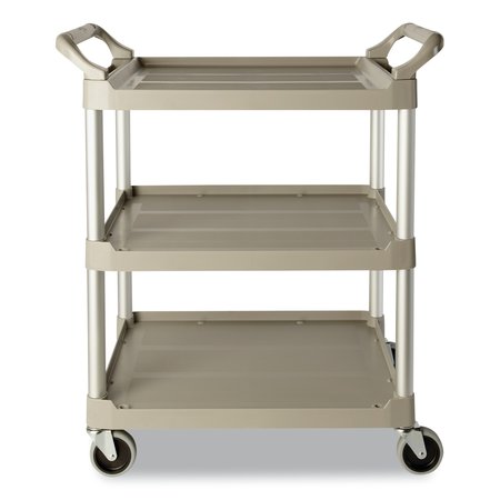 Rubbermaid Commercial Service Cart, 200-lb Cap, 3-Shelf, 18.63w x 33.63d x 37.75h, Off-White FG342488OWHT